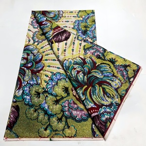 <span class=keywords><strong>Pagne</strong></span> Original Néerlandais 100% Coton Super Paillettes Cire Grand Super Or Tissu Africain Tissu Wax Hollandais pour Vêtements - Product Image 1