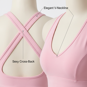 Women Premium Soft Pink Seamless Yoga Set with V Neck Sports Bra High Waist Sculpting <b>Leggings</b> and <b>Booty</b> Scrunch Mini Shorts - Product Image 6