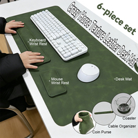 Tapis de souris en cuir PVC texturé Crazy Horse personnalisé FLAME SNAKE avec repose-poignet, ensemble cadeau XXL, imperméable, pour ordinateur portable, bureau