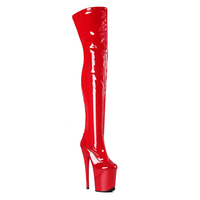 Stivali da Stripper Personalizzati 8 Pollici Sopra il Ginocchio in PVC Lucido OEM Scarpe da Donna per Performance sul Palco e Pole Dance