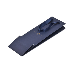 Pochette d'emballage pour whisky à logo personnalisé, bleu foncé, ruban épais de haute qualité, poignée en ruban, sacs cadeaux en papier recyclé pour bière et vin - Product Image 2