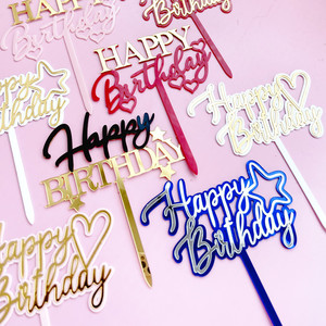 Colorful Acrylic <b>Cake</b> <b>Topper</b> <b>Happy</b> <b>Birthday</b> <b>Cake</b> <b>Toppers</b> Wedding Party Cupcake <b>Toppers</b> - Product Image 1