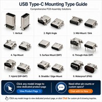 Connecteur femelle USB-C SMT 24 broches, OEM ODM personnalisé, coque SUS304, ROHS2.0, montage sur circuit imprimé, prise pour chargeur d'ordinateur portable