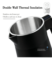 Bouilloire Électrique en Verre à Double Paroi avec Grand Écran Tactile 1500W 2.6L pour la Maison, Idéale pour Faire Bouillir l'Eau (Vente en Gros)