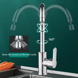 Robinet de salle de bain FSH moderne en acier inoxydable 304, finition noire, rotation à 360°, jet latéral chaud/froid, monotrou - Product Image 5