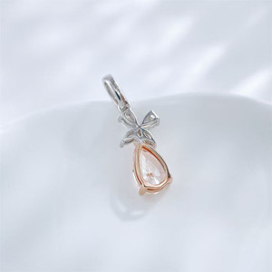 Pendentif papillon en or blanc 18 carats avec diamant <span class=keywords><strong>rose</strong></span> HPHT cultivé en laboratoire, collier romantique à trois griffes avec diamant coloré, bijoux fins - Product Image 3