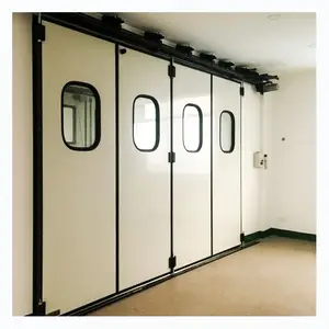 Automatic industrial steel folding door for hangar warehouse