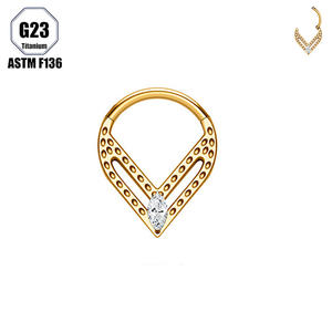 <span class=keywords><strong>Gaby</strong></span> New ASTM F136 G23 Titanio <span class=keywords><strong>V</strong></span> Anillos para la nariz Mujeres Daith Oreja perforada Nariz Diseño Piercing Titanio Septum Piercing Joyería - Product Image 2