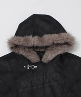 Veste d'hiver pour homme en toile de coton surdimensionnée avec capuche en fausse fourrure, rembourrage en cire d'huile, fermeture à boucle, style bomber matelassé, élégante