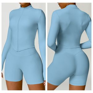 เสื้อแจ็คเก็ตซิปผู้หญิงแบบครอป น้ำหนักเบา สำหรับออกกำลังกาย เล่นกีฬา หรือใส่ในยิม - Product Image 6