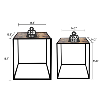 Ensemble de 2 tables d'appoint gigognes carrées à cadre métallique robuste Petites tables basses avec fonction d'emboîtement pour table d'extrémité