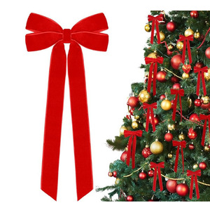 Adornos de árbol de Navidad con lazo de terciopelo, decoraciones colgantes para puertas de boda, accesorio para envolver regalos, decoración para el hogar y la habitación para fiestas de cumpleaños - Product Image 5