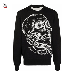 Suéter Masculino de Acrílico Fino com Estampa de Caveira Estilo Outono Fabricante Plus Size - Product Image 1