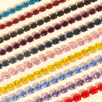 Chaînes à strass électroplaquées colorées de haute qualité, 10 yards, 2 mm, pour la fabrication de bijoux et accessoires vestimentaires DIY