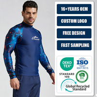 Camiseta de Manga Larga para Hombre, Protección UPF50+, para Surf y Natación, Secado Rápido, Transpirable, Anti-UV, Antibacteriana, Spandex/Nailon