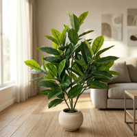 Arbre à café artificiel en plastique de 90 cm avec pot, qualité supérieure, réaliste, pour décoration intérieure et extérieure, maison et jardin, fourni par l'usine
