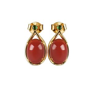 Natural Raw Red jasper Gemstone S925 <b>Silver</b> Claw Set Diamonds Women's Full-color <b>Silver</b> <b>Stud</b> Earring for Wedding Party Occasions - Product Image 5