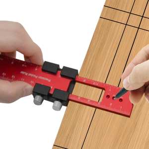 มัลติฟังก์ชั่น 6/8/<span class=keywords><strong>12</strong></span> นิ้ว T-Type ไม้บรรทัดอลูมิเนียมอัลลอยด์เขียนไม้บรรทัดไม้ความแม่นยํากระเป๋าโลหะสไลด์กฎ - Product Image 3