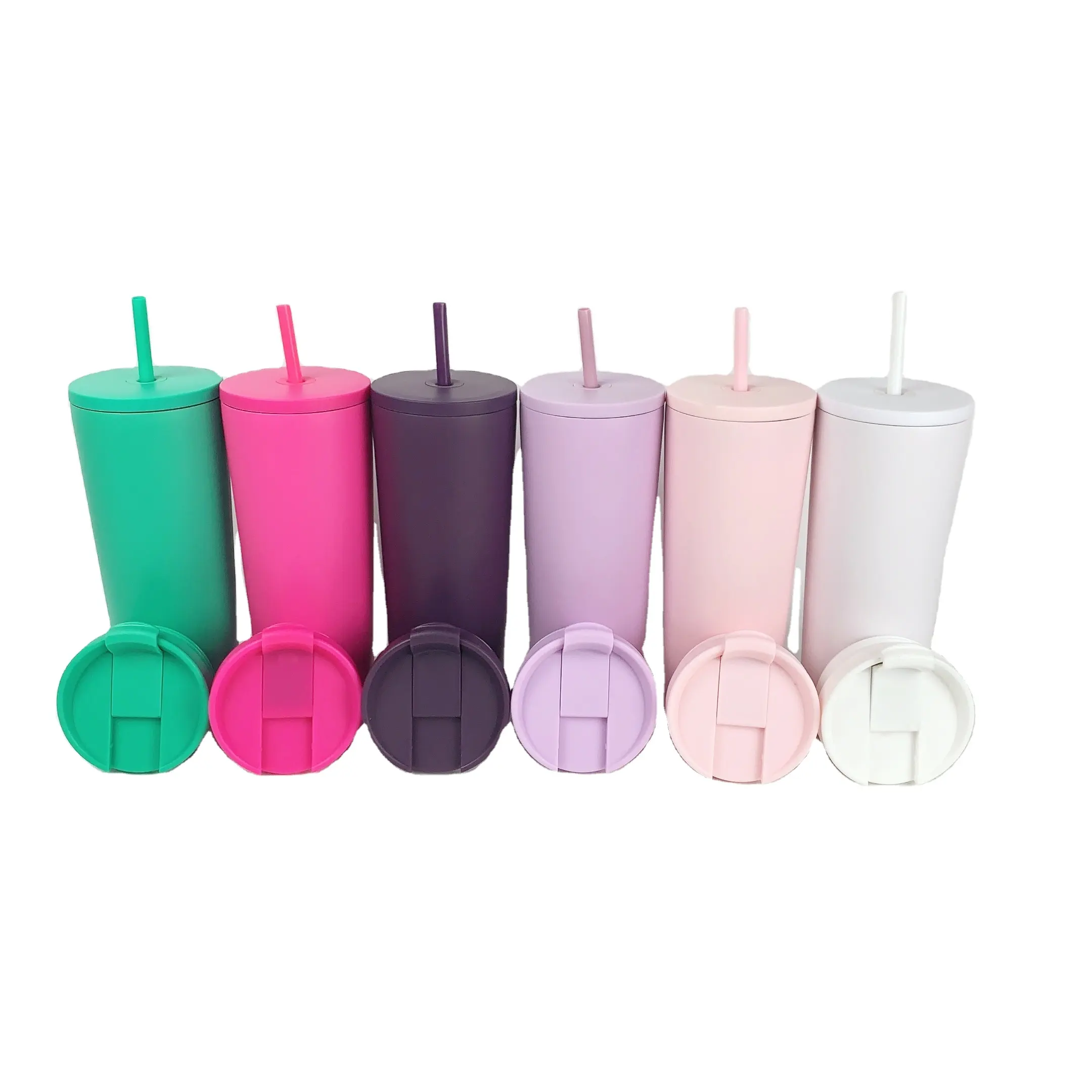 Simple Insulated Tumbler 16oz 20oz 24oz Stainless Steel Tumbler Double Wall Vacuum Cup Tumbler With 2 Lids And Straw