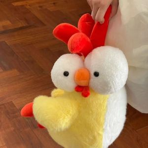 Superzachte pluche kippenpop, pluche haan met rode kam, uniek ontwerp, decoratief knuffelgoed, verjaardagscadeau voor kinderen, meisjes - Product Image 4