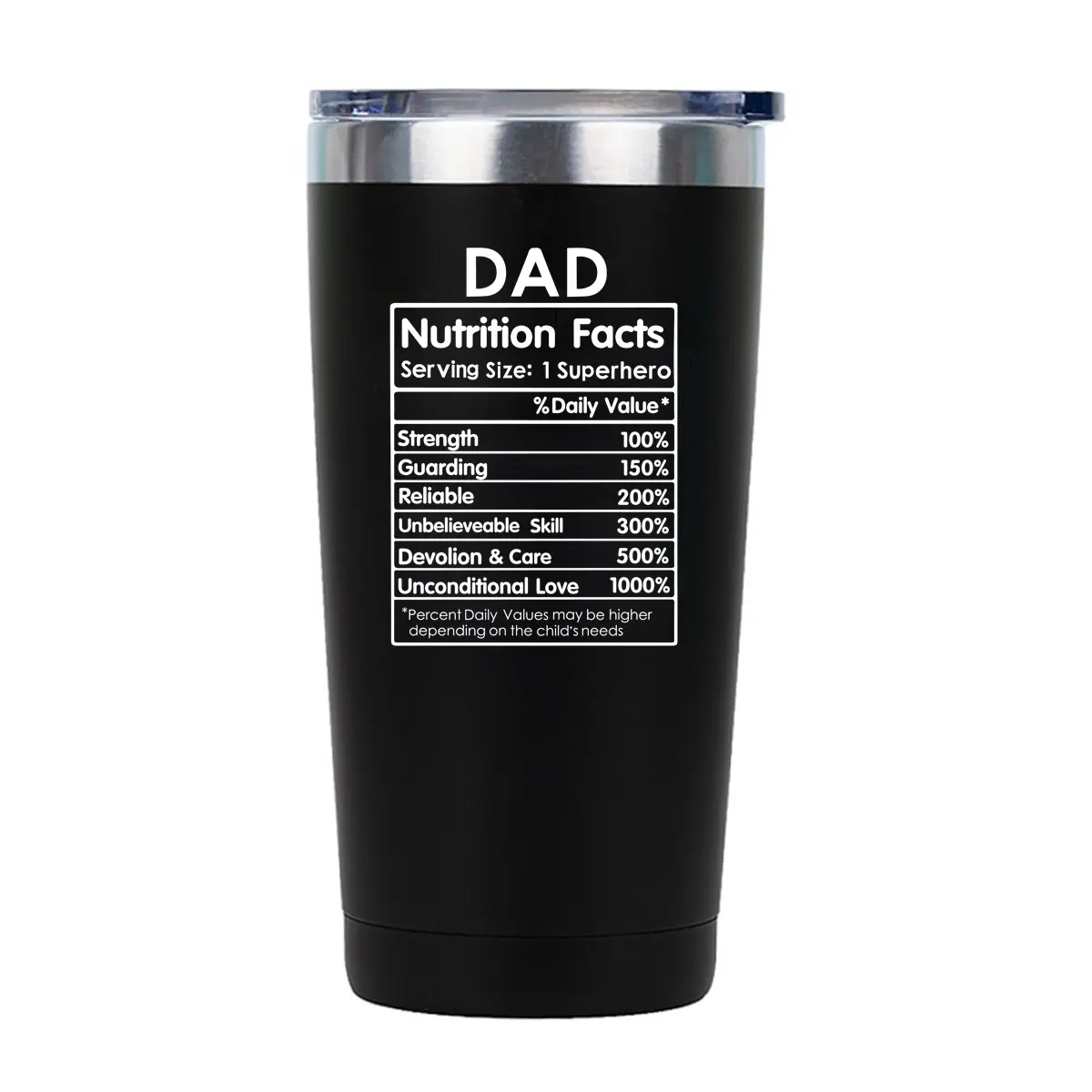 DAD Nutrition Facts 20OZ car cup stainless steel insulation tumbler fathers day gifts for dad