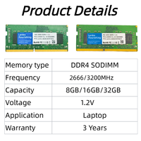 RAM DDR4 4GB 8GB 16GB 3200MHz 2666MHz 2400MHz 2133MHz Mémoire pour ordinateur portable 21300 25600 SODIMM