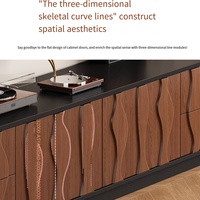 Ensemble meuble TV et table basse rétro mi-siècle, design épuré, extensible, moderne et simple, en panneaux de particules, pour salon et chambre