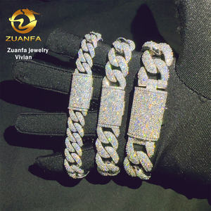 Mosaik-Fassung 12 15 18mm Sterling Silber 925 VVS Moissanit Diamant Hip Hop Cuban <span class=keywords><strong>Link</strong></span> Kette Moissanit Armband - Product Image 6