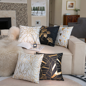 Amity Quadratische Kissenbezüge 45x45 Bronzierendes Schwarz-Weiß-Muster Kissenhülle Heimtextilien Dekokissen für Sofa - Product Image 1