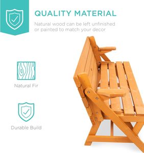 Vente d'usine, table de pique-nique en bois de <span class=keywords><strong>sapin</strong></span> naturel 2 en 1, transformable, interchangeable, banc de jardin en bois pour la cour - Product Image 3