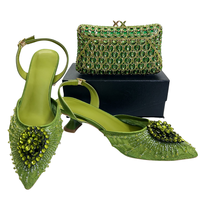 Chaussures de soirée de créateur italien avec pochette assortie pour mariages africains et occasions nuptiales, chaussures pour femmes en dentelle brodée et perles