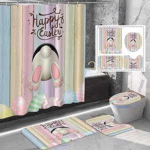 Ensemble <span class=keywords><strong>de</strong></span> rideaux <span class=keywords><strong>de</strong></span> <span class=keywords><strong>douche</strong></span> OEM <span class=keywords><strong>de</strong></span> luxe à motif 3D <span class=keywords><strong>de</strong></span> Pâques, imprimé, imperméable, résistant à la moisissure, écologique, sans plis, en polyester pour salle <span class=keywords><strong>de</strong></span> bain - Product Image 4