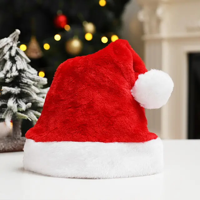 Red Green Pink Blue Black Gray Purple Merry Christmas Decorations Short Plush Christmas Hat For Home Xmas Ornaments Navidad 2023