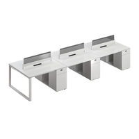 Poste de travail modulaire moderne avec cloison en acrylique et armoire latérale pour bureau multi-personnes