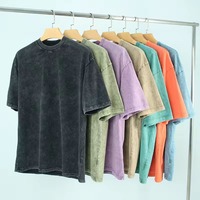 T-shirt Homme Col Rond Manches Courtes 100% Coton Tricoté Écologique Style Vintage Streetwear Imprimé Numérique Délavé à l'Acide – Vente en Gros