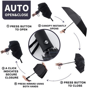 Parapluie compact design chat dessin animé 21 pouces, imperméable, protection UV, 3 plis automatique pour soleil et pluie - Product Image 6