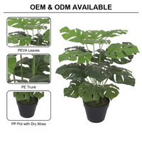Plante artificielle Monstera, fausse Monstera Deliciosa, feuilles au toucher réel, OEM ODM, usine directe, plante en pot, décoration de bureau et de maison