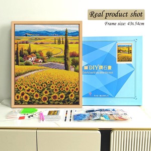 Diamond Painting Kit Round Drill Crystal Rhinestone Printed Flower Design DIY Home Decor Rectangle <b>Frame</b> Included - Product Image 2