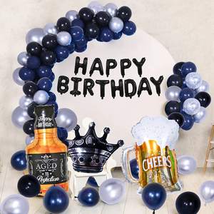 Decoraciones para fiesta de <span class=keywords><strong>feliz</strong></span> <span class=keywords><strong>cumpleaños</strong></span> en negro y azul con cortinas con flecos de aluminio para hombres y mujeres para ocasiones de graduación de Halloween - Product Image 6