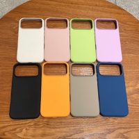 Coque de téléphone intégrale en silicone liquide avec cadre métallique, style INS, 8 couleurs, protection 360°, haute qualité, pour 17 Pro Max Big Hole