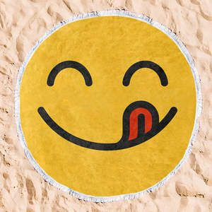 Serviettes de plage Hawaï Smiley Été Mignonnes Écologiques Tissées Séchage Rapide Anti-Sable Grandes en Polyester à Pompons - Product Image 4