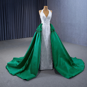 Jancember 231081 Vintage Halter fuera del hombro vestidos de fiesta de noche con tren - Product Image 2