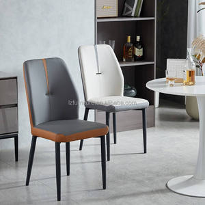 Two Tone Eco Faux Leather Luxury High Back Dining <b>Chair</b> Comfortable <b>Padded</b> Sturdy Metal Legs Modern Style Customizable Color - Product Image 6