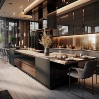 Meubles de cuisine modernes de luxe de style chinois à prix avantageux, ensembles de meubles de cuisine intelligents en bois massif et mélamine