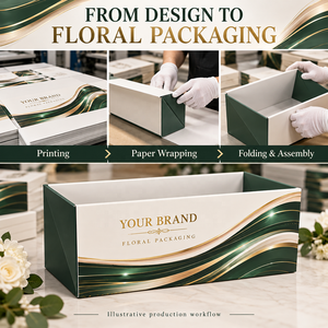 Boîte d'emballage de fleurs de luxe personnalisée, boîte cadeau florale pliable en carton avec logo pour les fleuristes, présentation de bouquets et cadeaux - Product Image 2