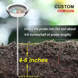 Nhiệt kế đất cho giun Phân vườn, đầu dò bằng thép không gỉ, vùng màu, không cần pin - Product Image 2