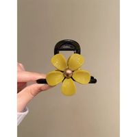 Pince à cheveux requin en acétate, motif floral de luxe, fleur jaune, douce, pour femmes, ornement de fixation pour l'arrière de la tête