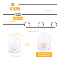 Kit d'éclairage LED pour miroir OEM ODM, lumières de maquillage à intensité variable, alimentation USB, vente en gros d'usine