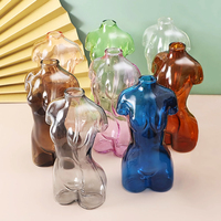 Vase en verre en forme de corps féminin, vase à fleurs en forme de torse de femme nue, sculpture artistique en ambre, vase moderne pour la décoration de la maison, centre de table