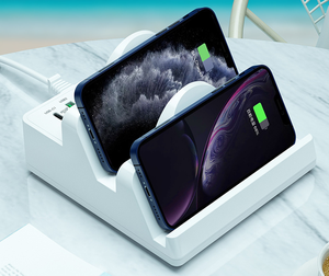 Đa Chức Năng 80W Điện Thoại Không Dây Sạc Đứng Dock QC 3.0 USB-C LCD Hiển Thị Đầu Giường Cho Iphone EU Anh AU USA Cắm Trạm - Product Image 4